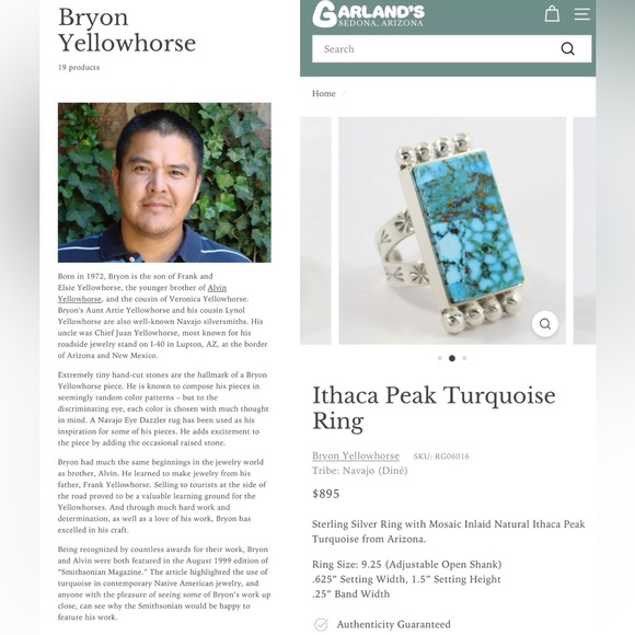 Signed BRYON YELLOWHORSE Sterling Silver Turquoise Statement Ring - Picture 12 of 16